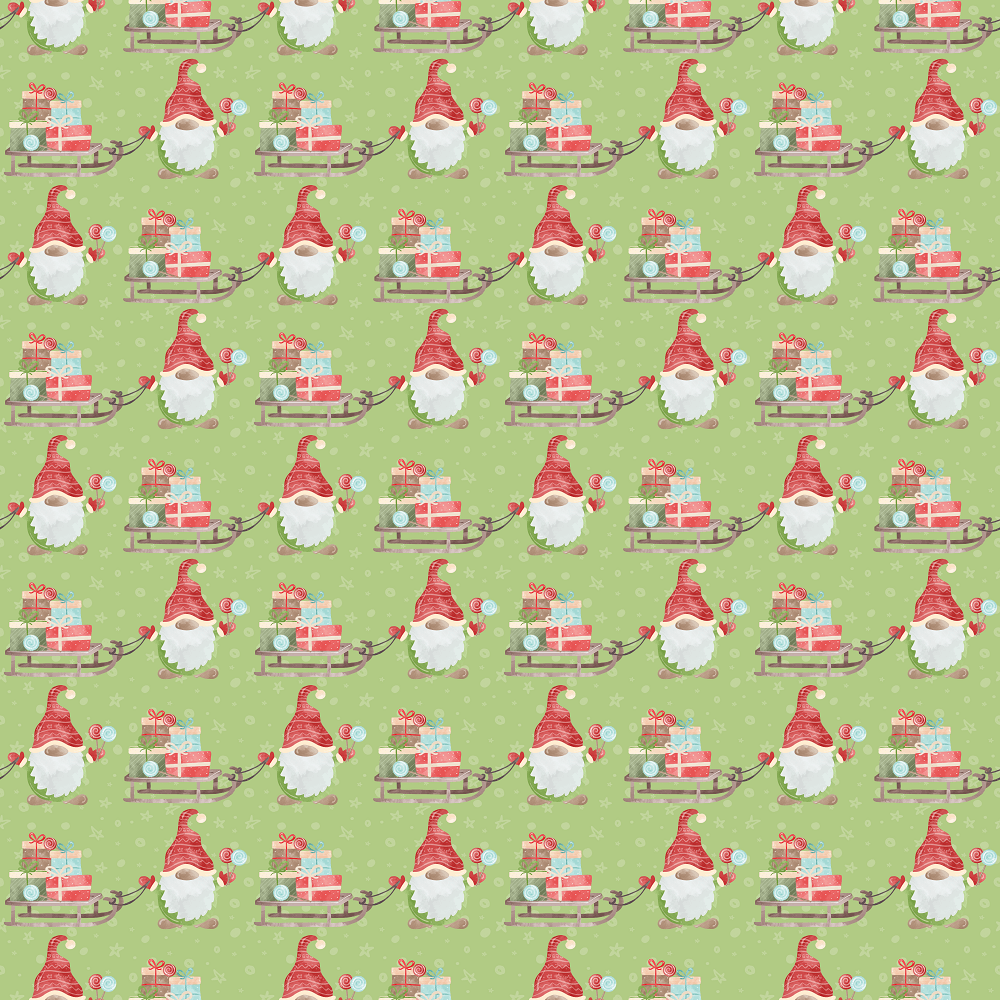 Pulling The Christmas Sleigh Fabric - Green