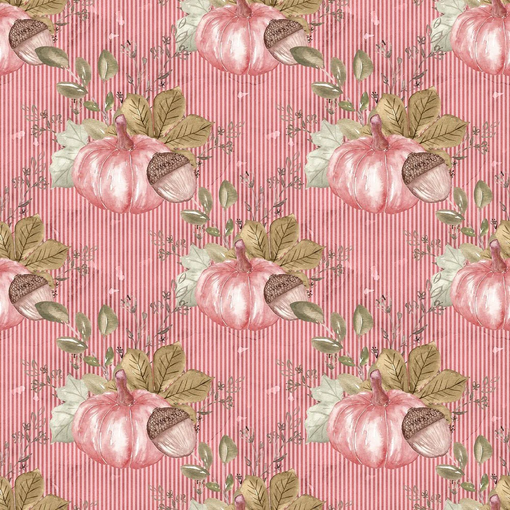 Pumpkin Paradise on Vertical Stripes Fabric - Burgundy