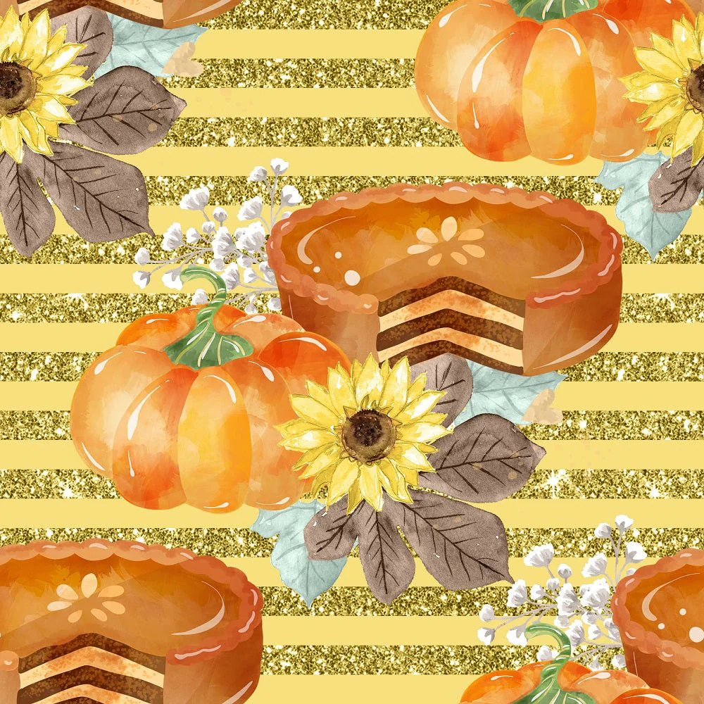 Pumpkin Pie on Stripes Fabric