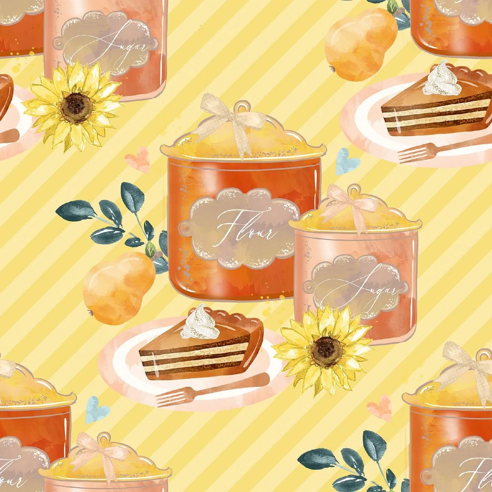 Pumpkin Pie Sugar and Flour Fabric - Yellow