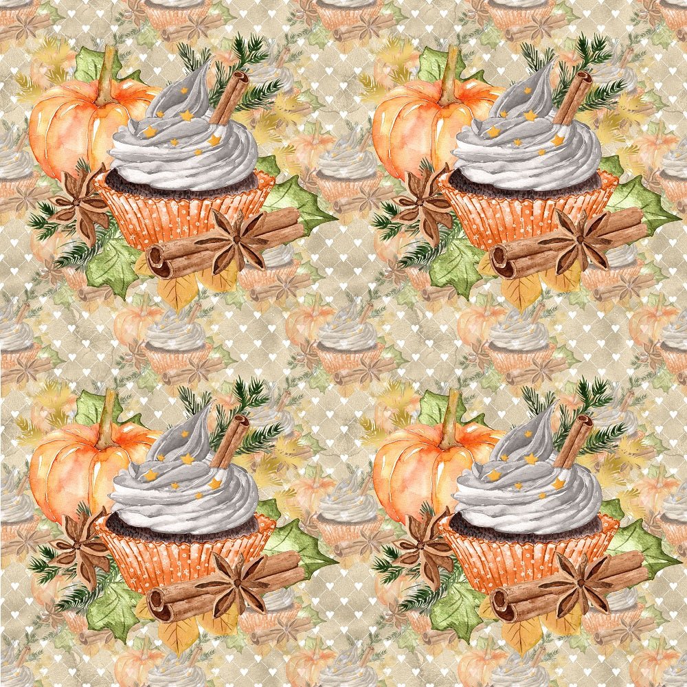 Pumpkin Spice Latte Cupcake on Fade Fabric