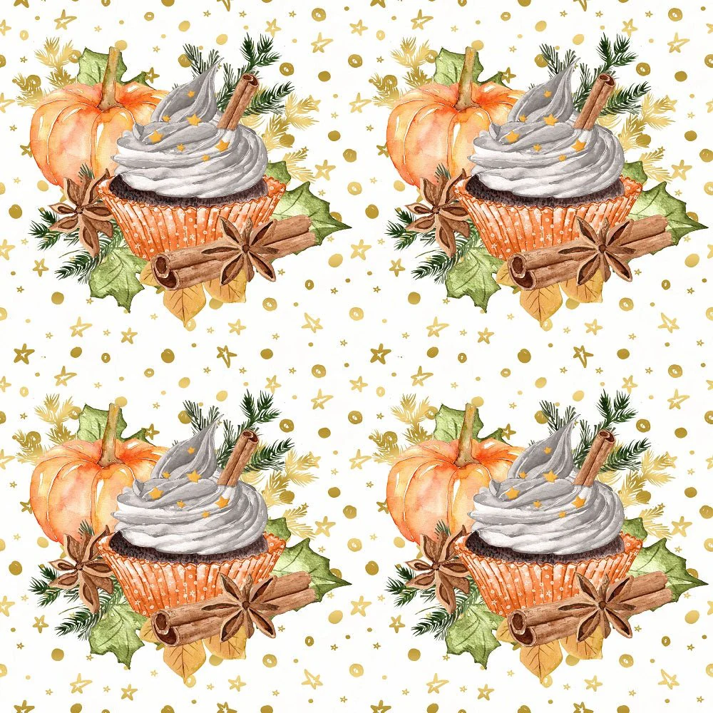 Pumpkin Spice Latte Cupcake on Stars Fabric