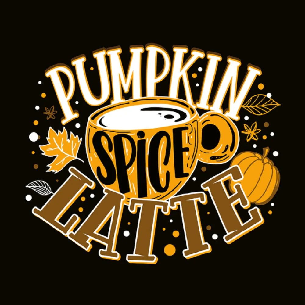 Pumpkin Spice Latte Fabric Panel - Black