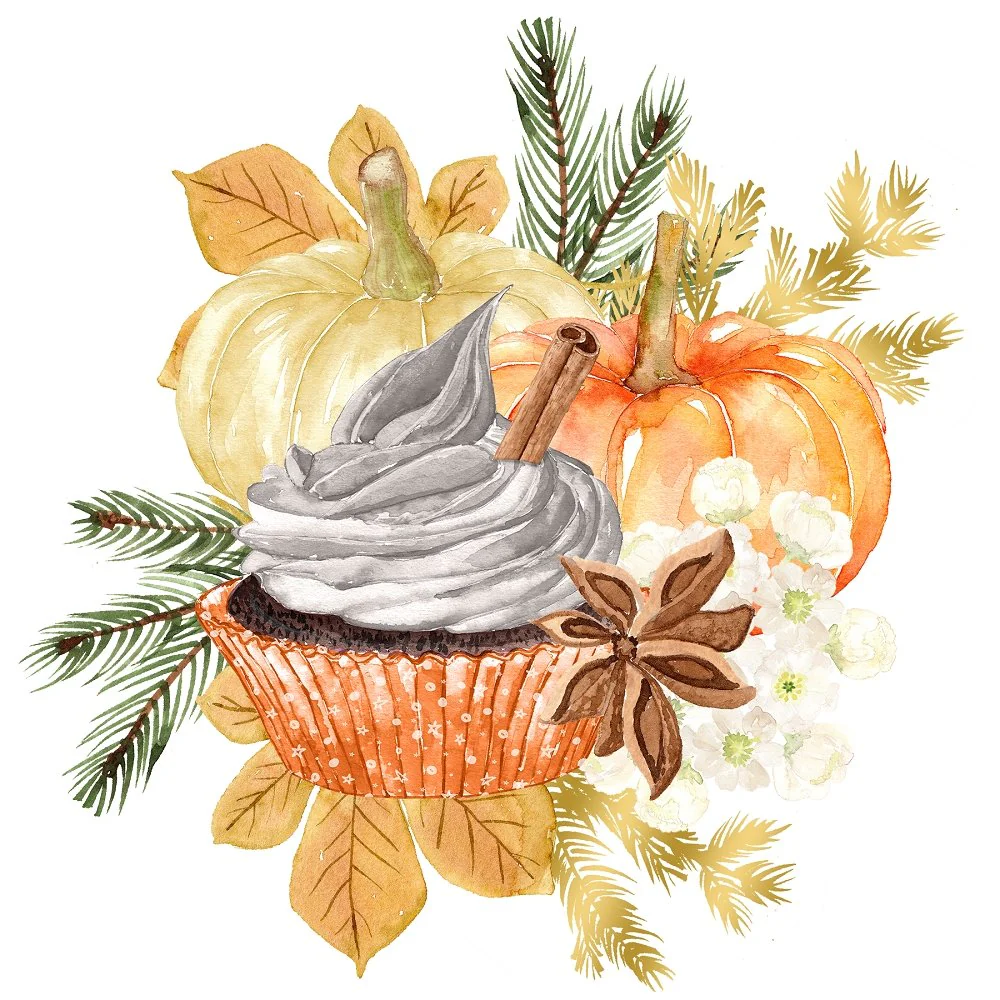 Pumpkin Spice Latte Scene #5 Fabric Panel