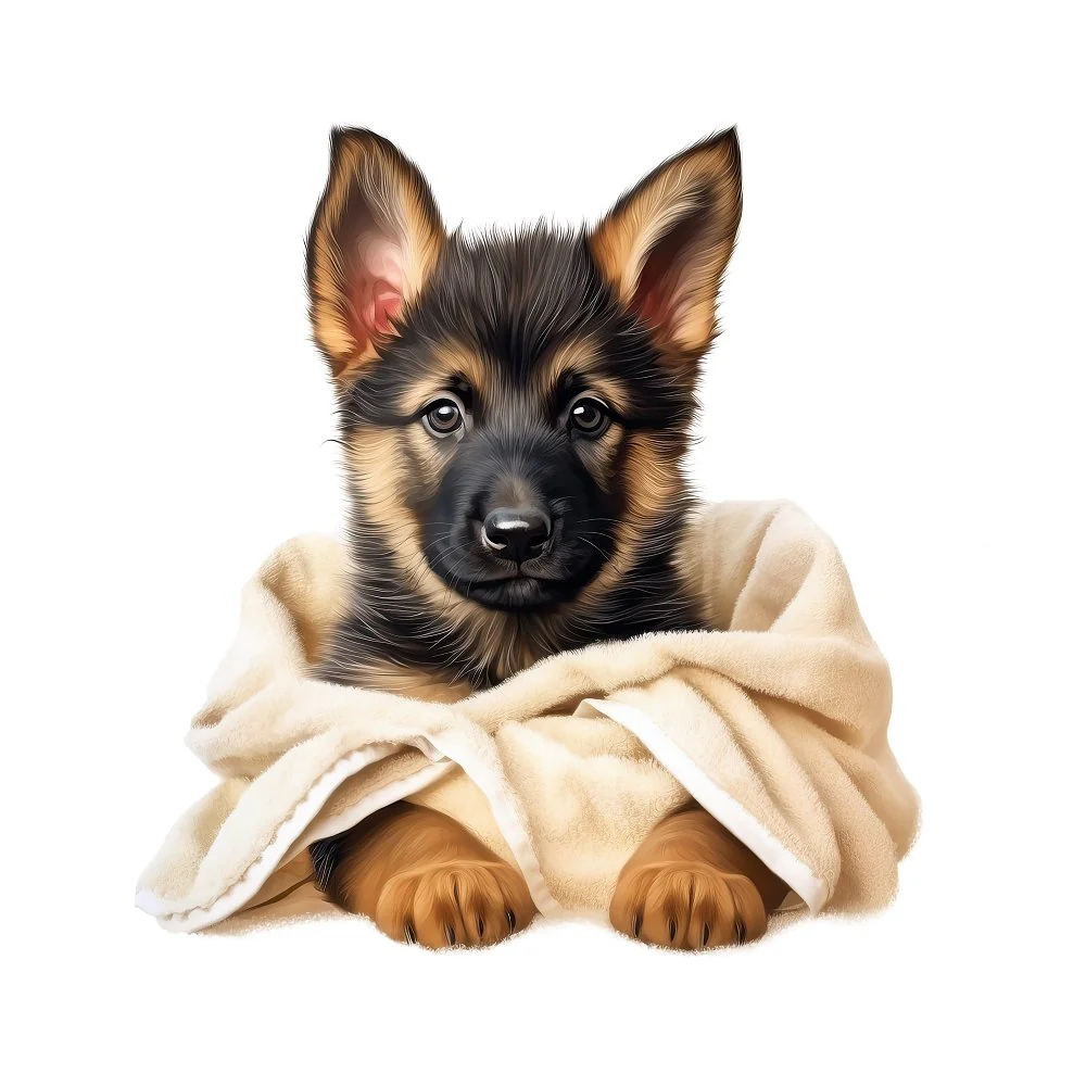 Puppies & Towels #1 Fabric Panel