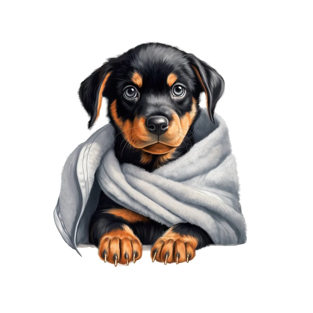 Puppies & Towels #4 Fabric Panel
