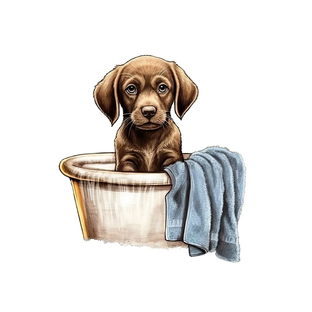 Puppies & Towels #5 Fabric Panel