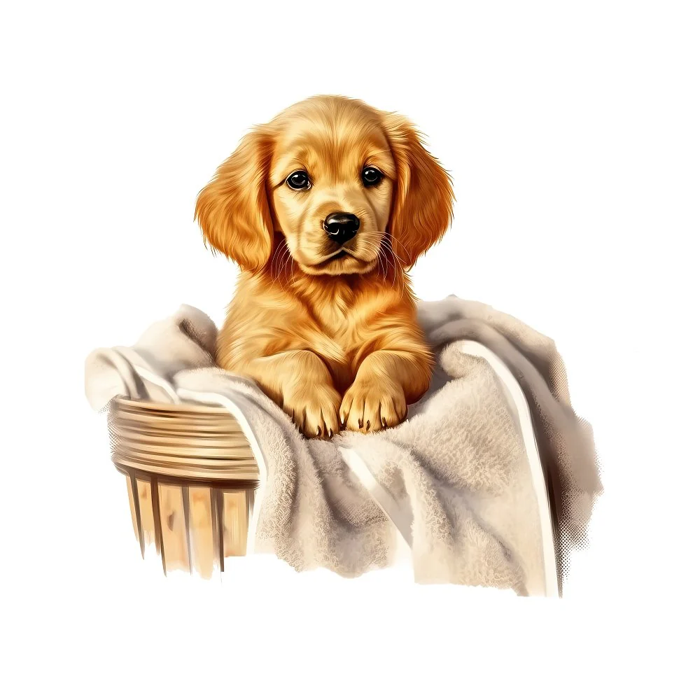 Puppies & Towels #6 Fabric Panel
