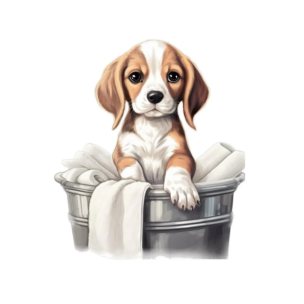 Puppies & Towels #7 Fabric Panel