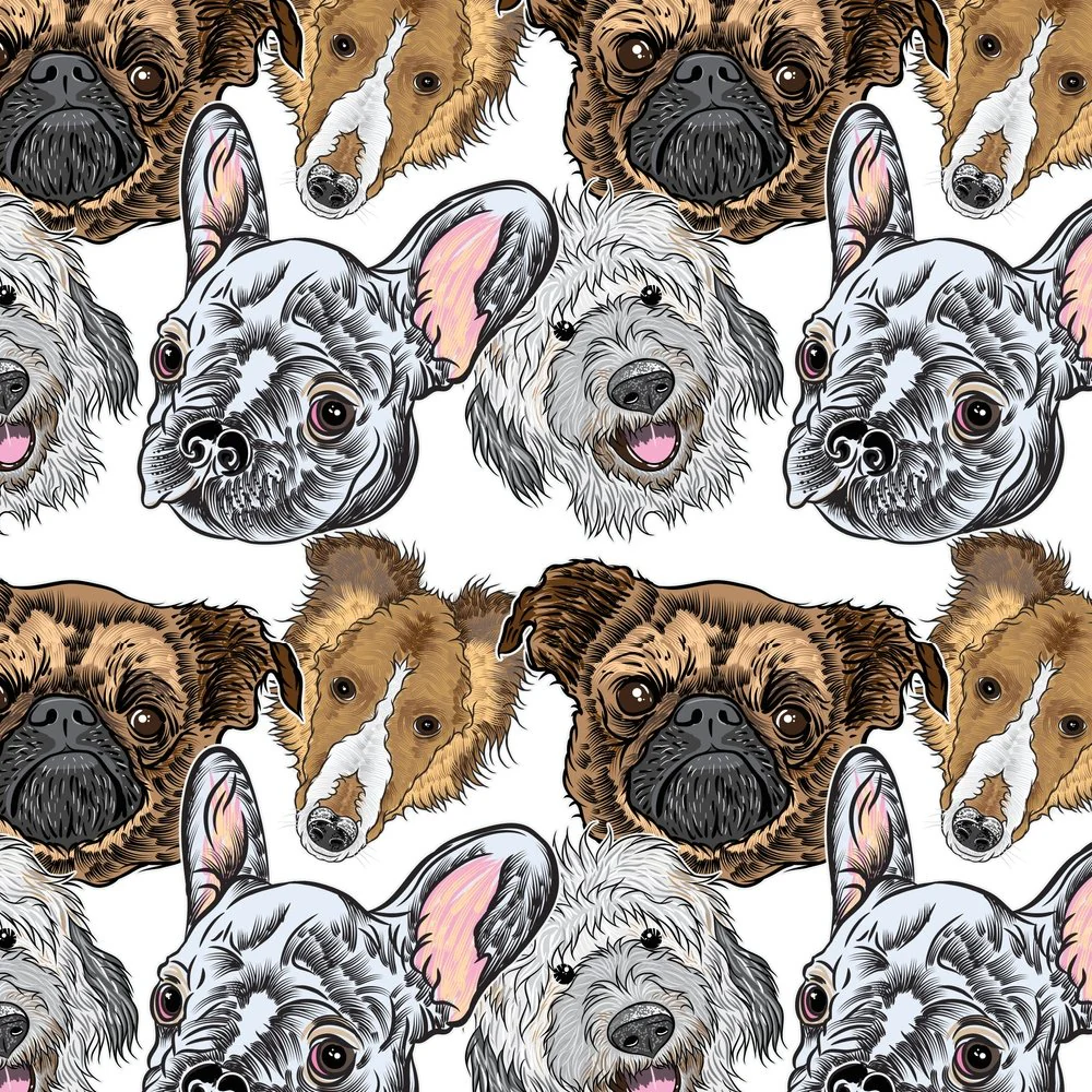 Purebred Dog Portrait Fabric - Variation 1
