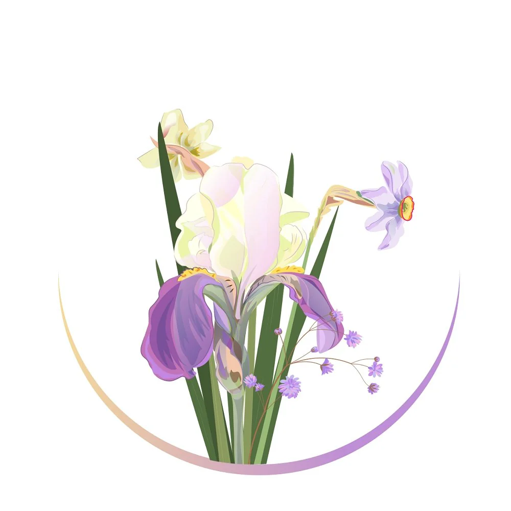 Purple and Yellow Daffodils Fabric Panel - Variation 1