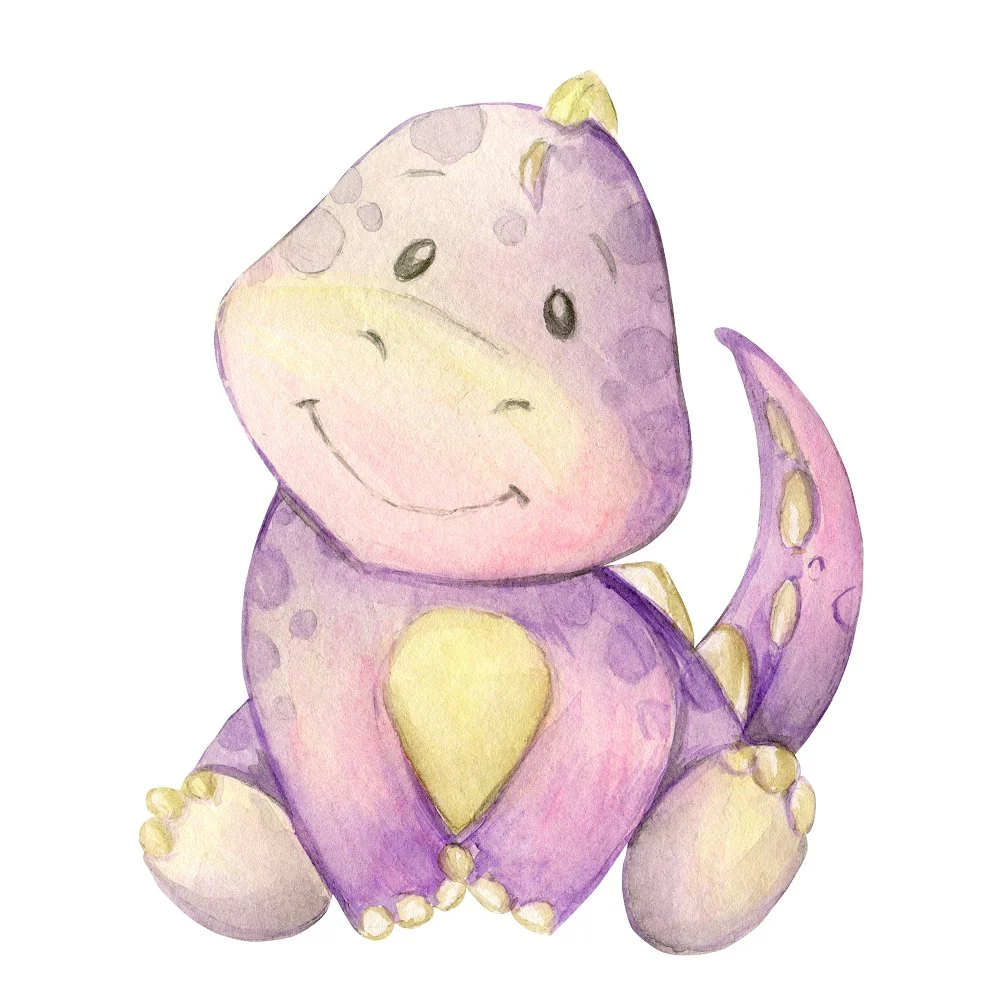 Purple Cartoon Dinosaur Fabric Panel