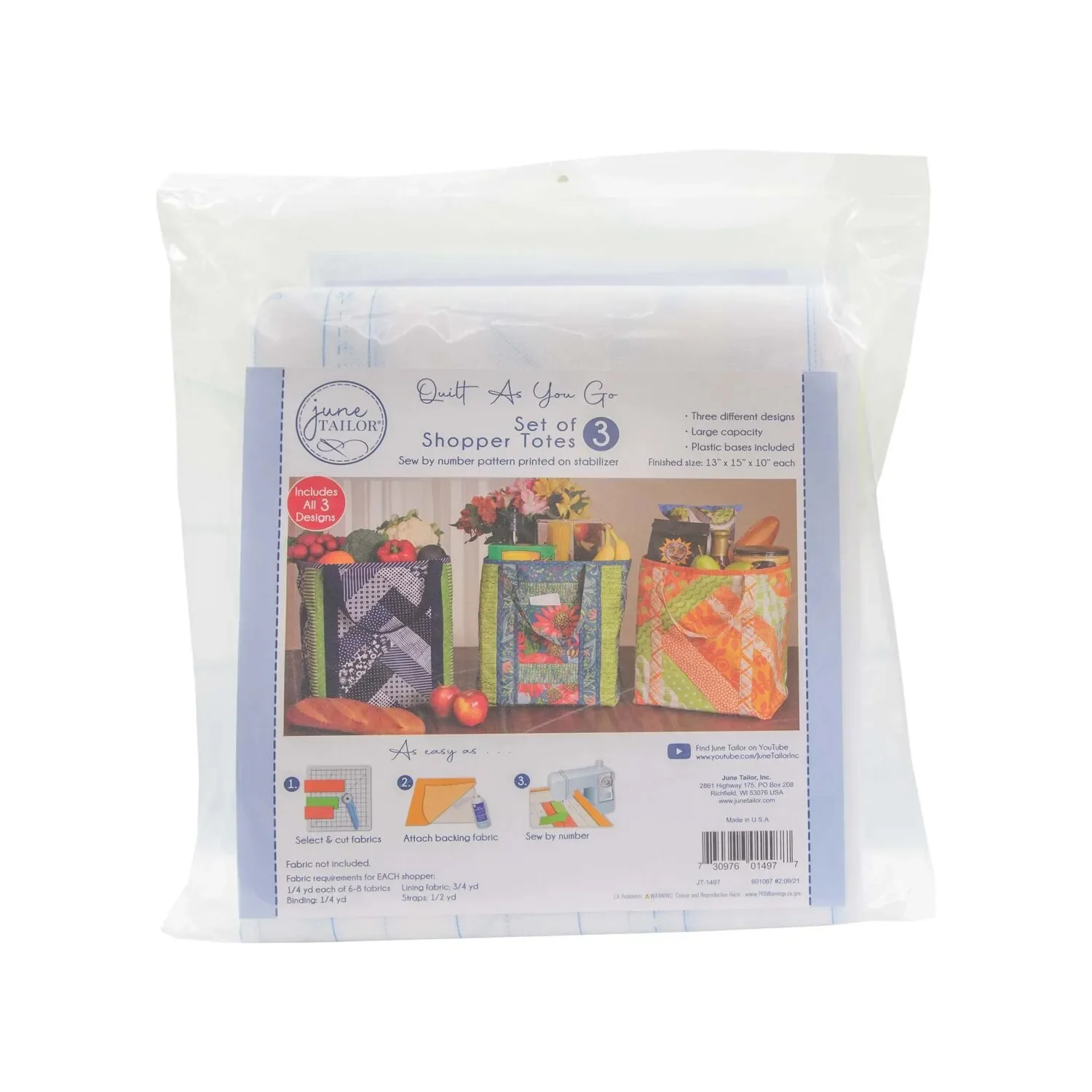 Quilt As You Go Utility Shopper Totes Kit