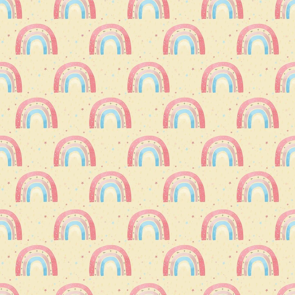 Rain Drops & Rainbows Fabric - Yellow