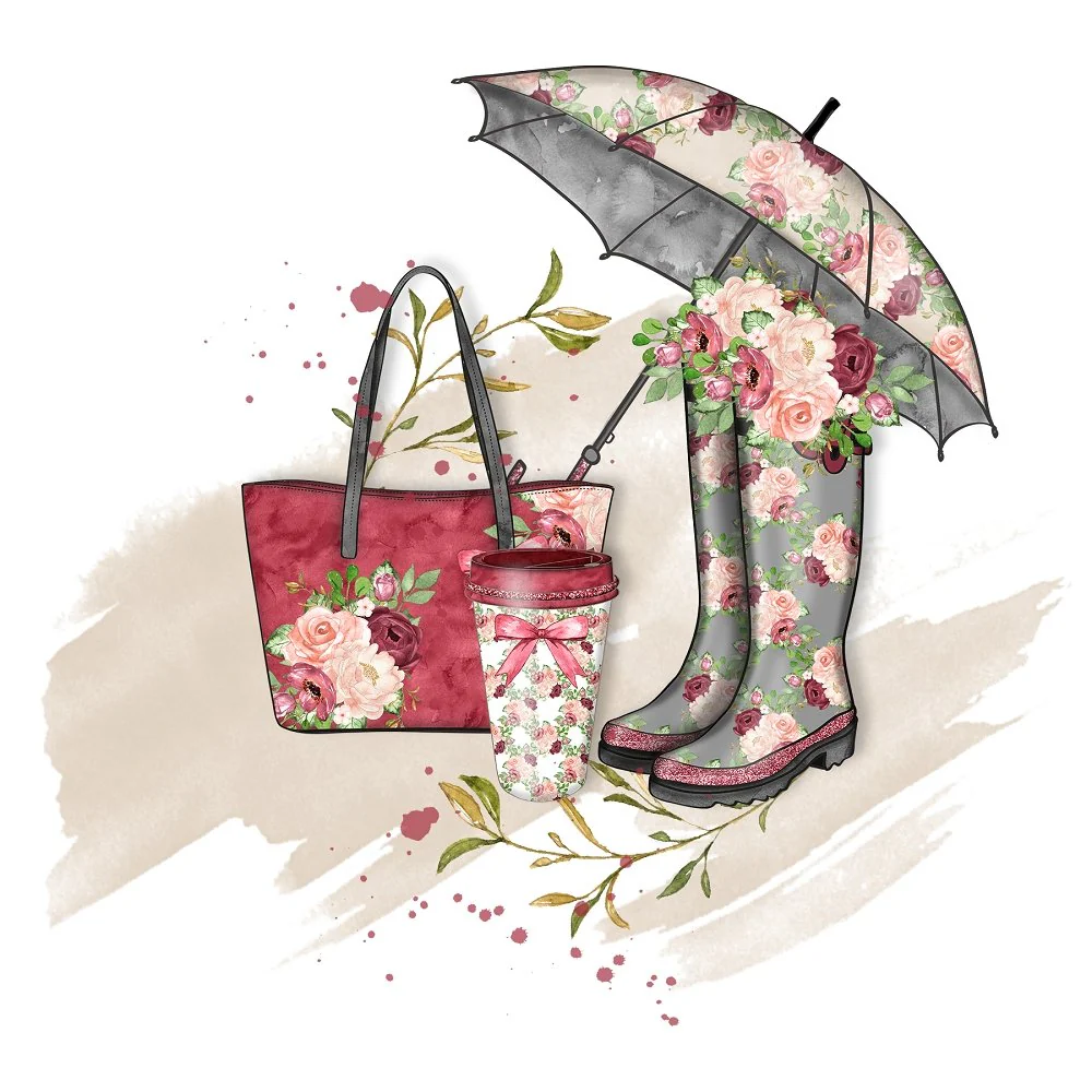 Rain Romance Arrangement #4 Fabric Panel