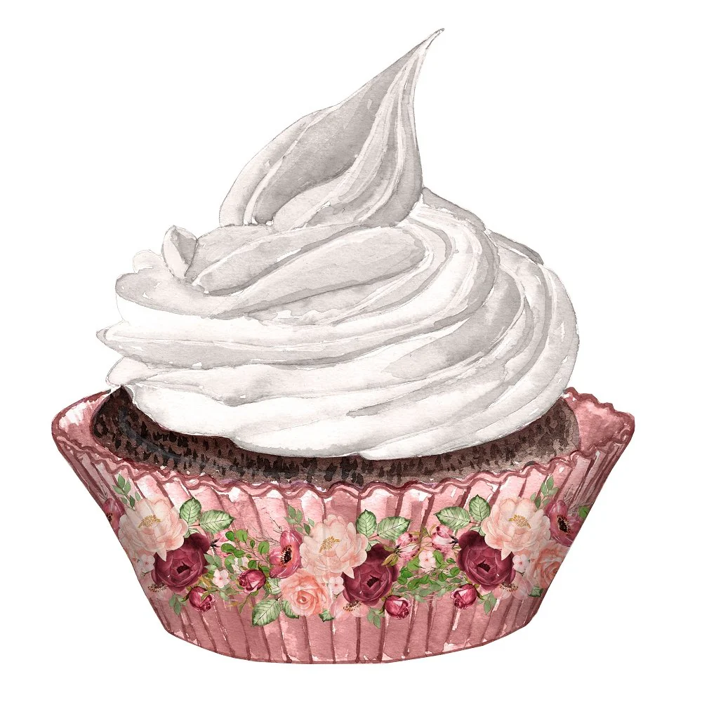 Rain Romance Cupcake Fabric Panel