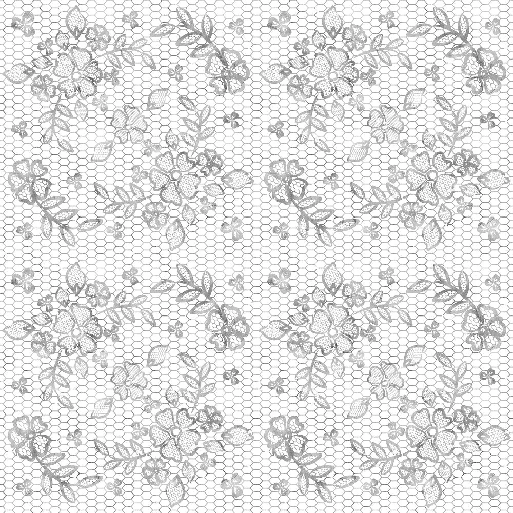 Rain Romance Lacey Floral Fabric - Gray