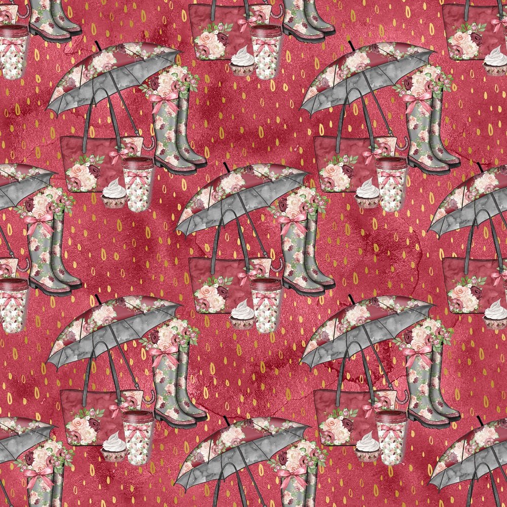Rain Romance Main Fabric - Burgundy