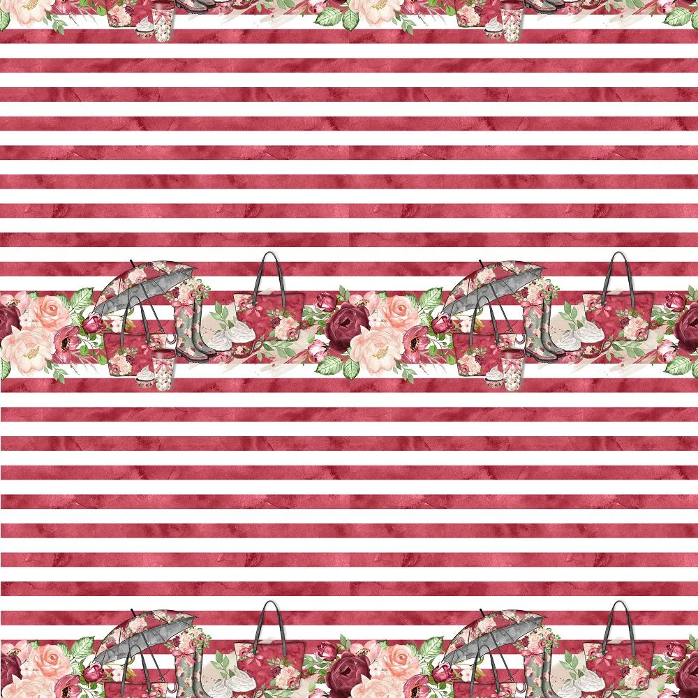 Rain Romance Stripes Fabric - Burgundy