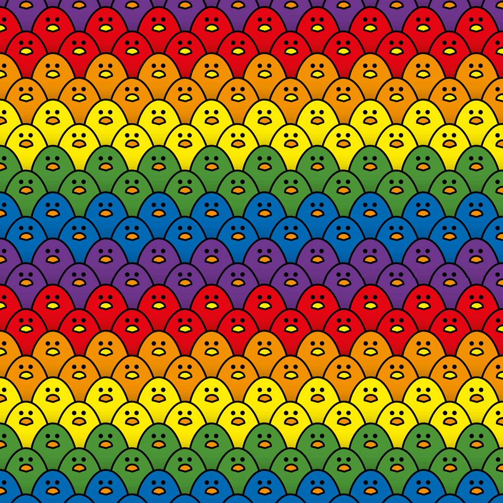 Rainbow Chick Pattern Fabric - Multi