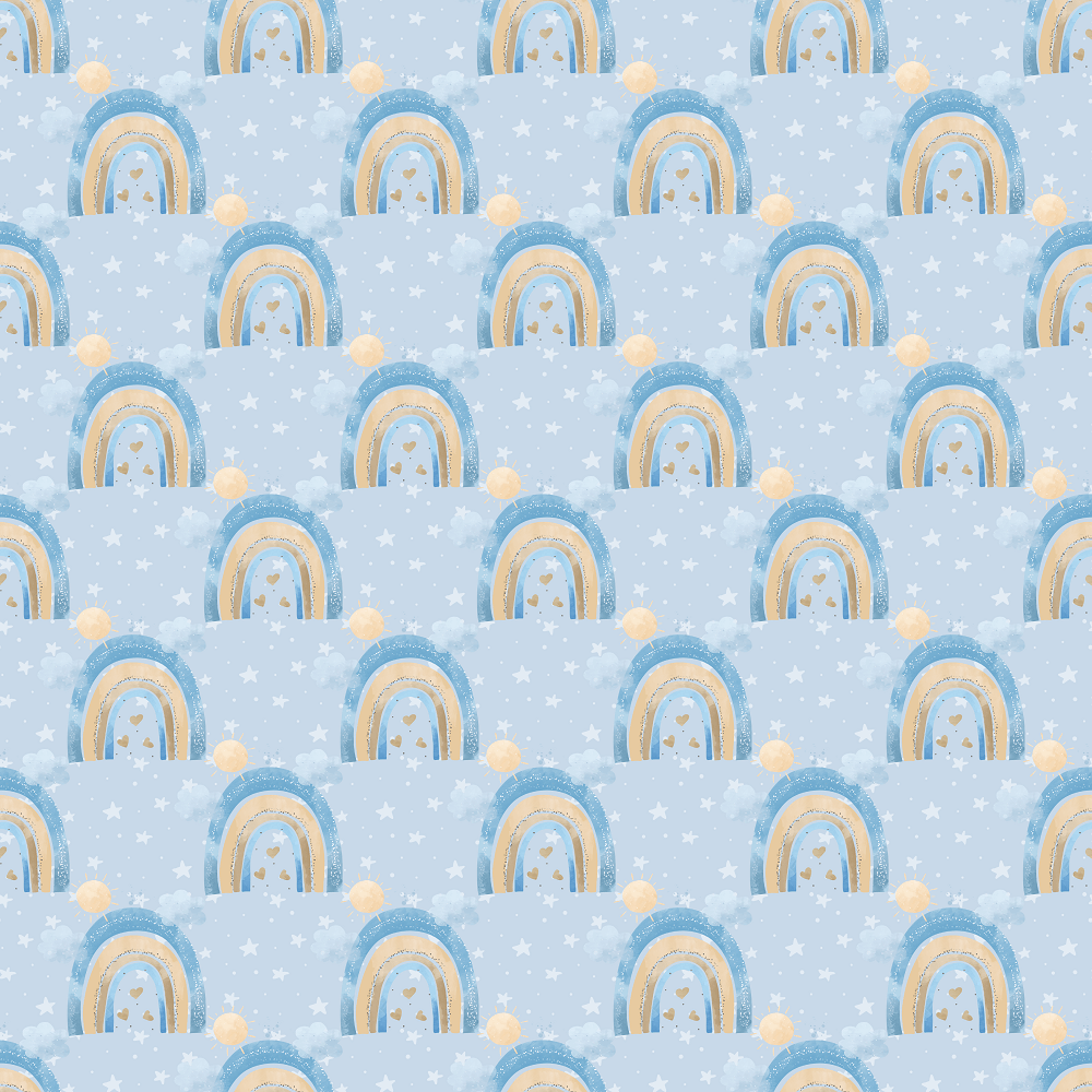 Rainbow Filled Sky Fabric - Blue