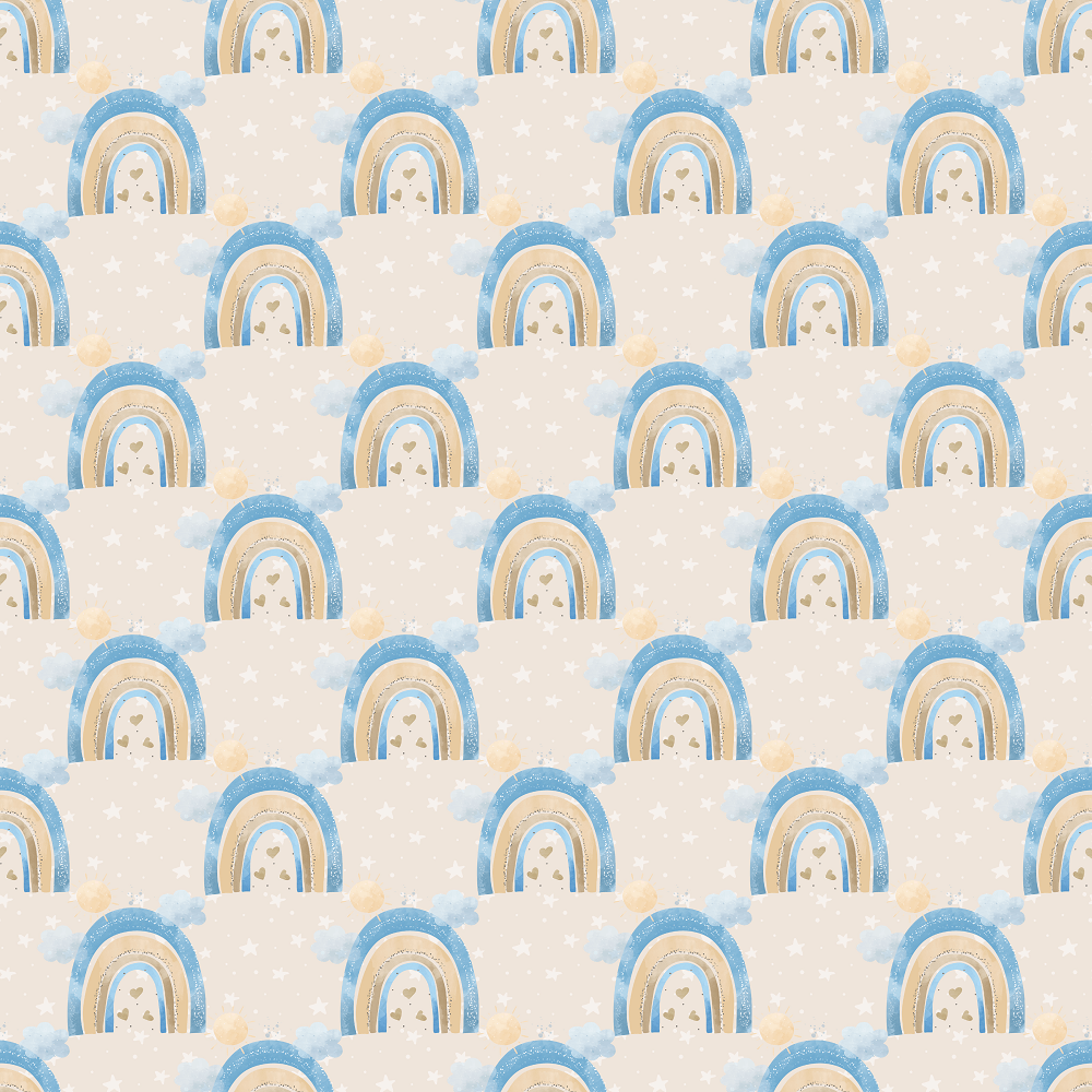 Rainbow Filled Sky Fabric - Tan