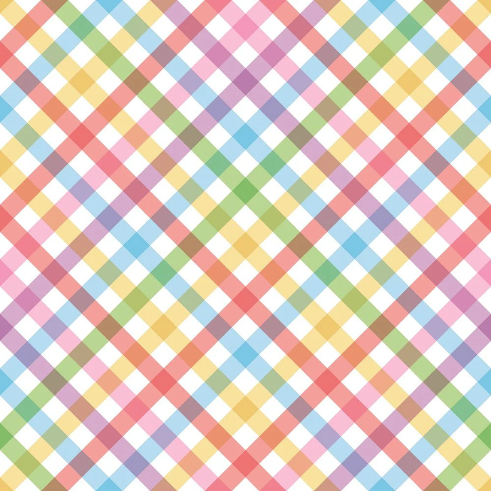 Rainbow Gingham Diagonal Fabric