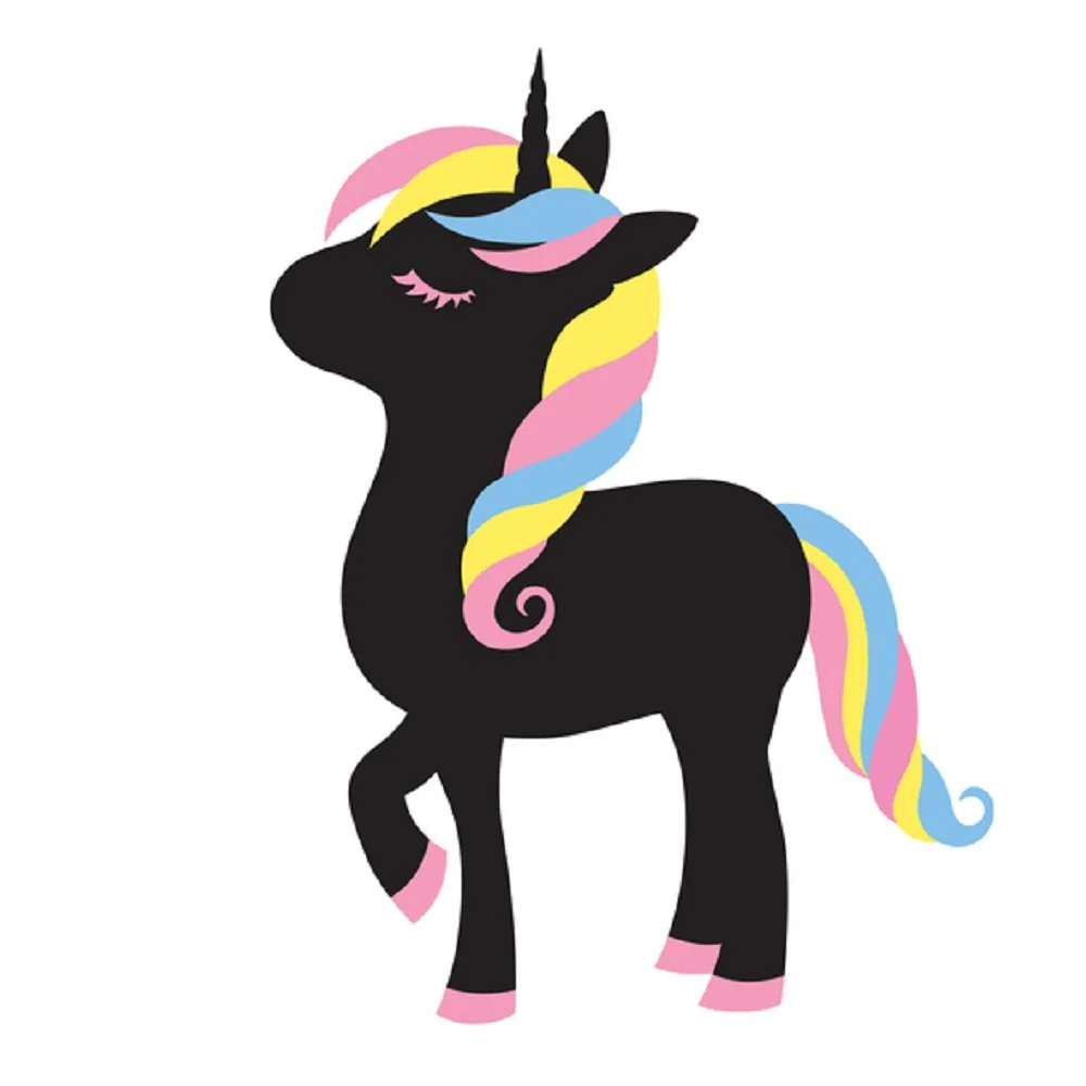 Rainbow Hair Unicorn Fabric Panel - White