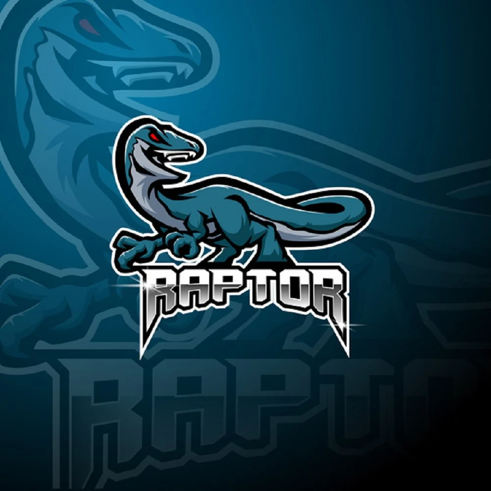 Raptor Mascot Fabric Panel - Blue