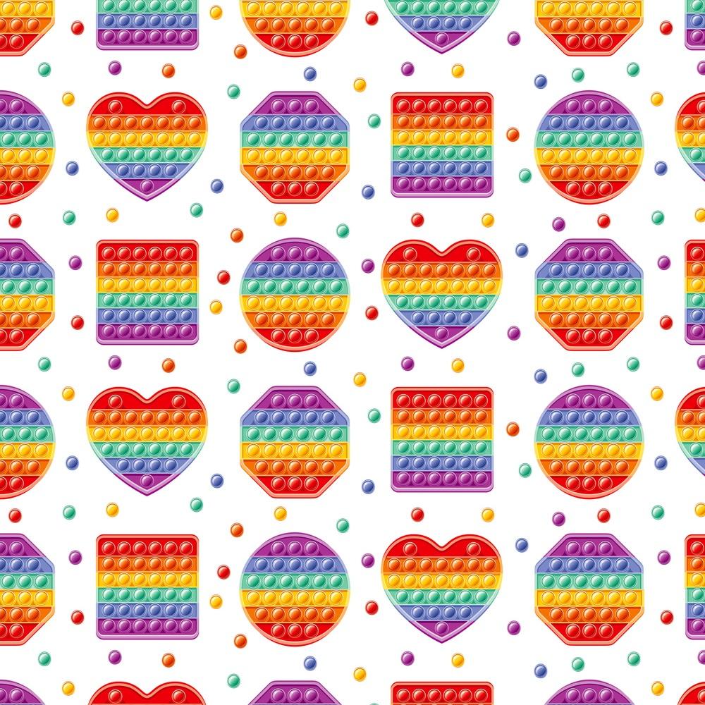Realistic Assorted Pop It Toys & Dots Fabric