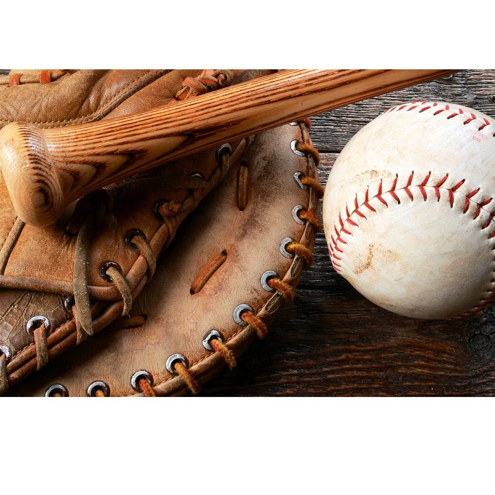 Realistic Baseball and Baseball Glove Fabric Panel