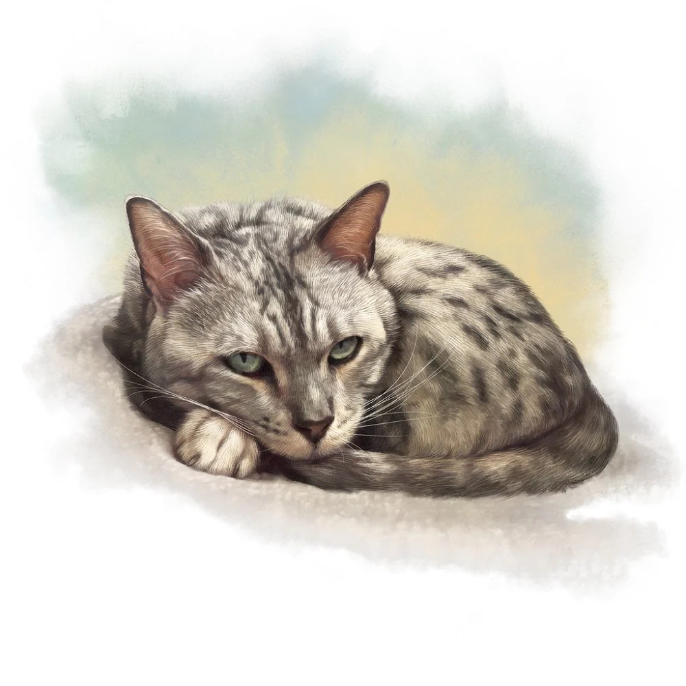 Realistic Cat Portrait Fabric Panel - Multi