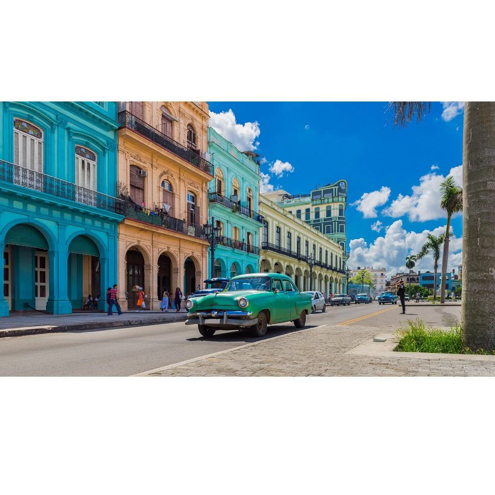 Realistic Street in Havana Cuba Fabric Panel