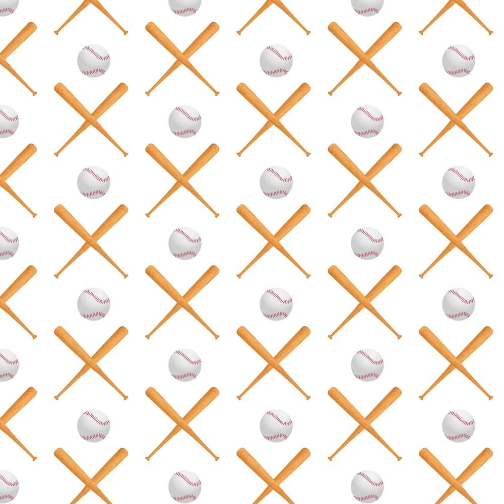Realistic Wooden Bats & Baseballs Fabric