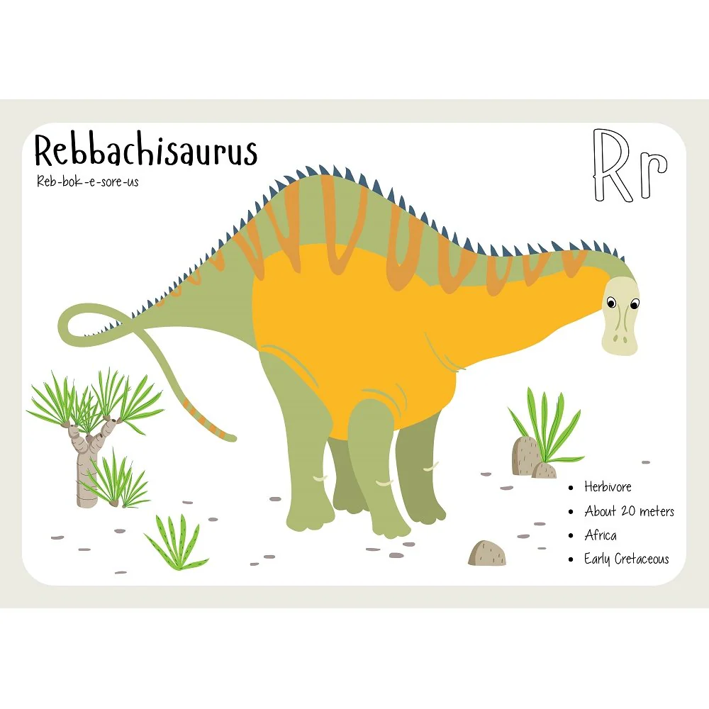 Rebbachisaurus Flash Card Fabric Panel