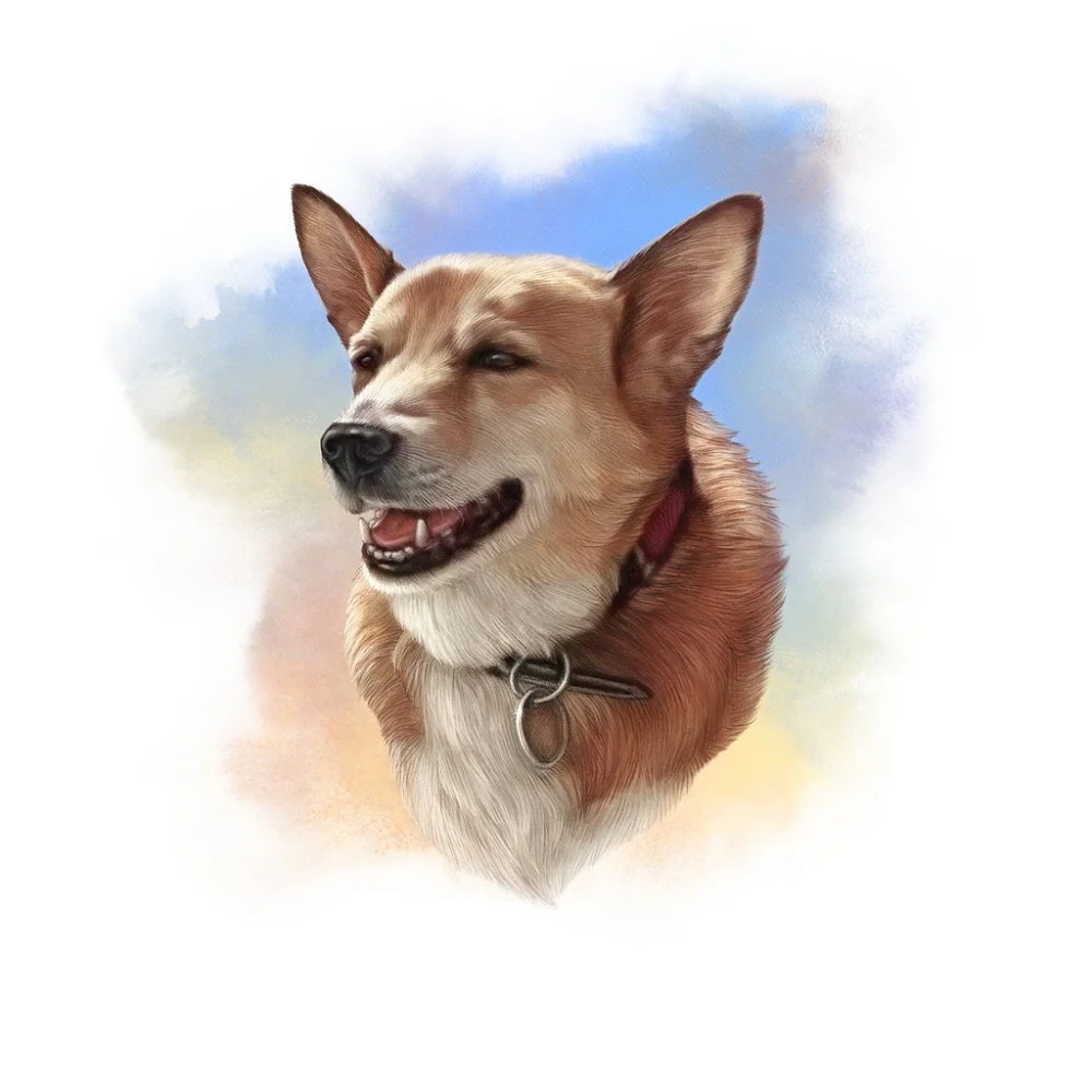 Red Dog Portrait Fabric Panel