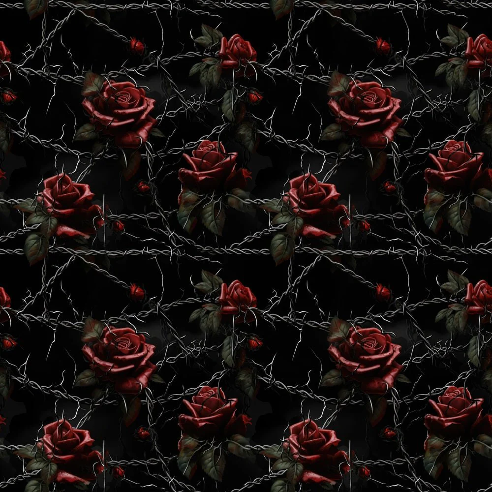Red Roses, Chains, & Vines Fabric