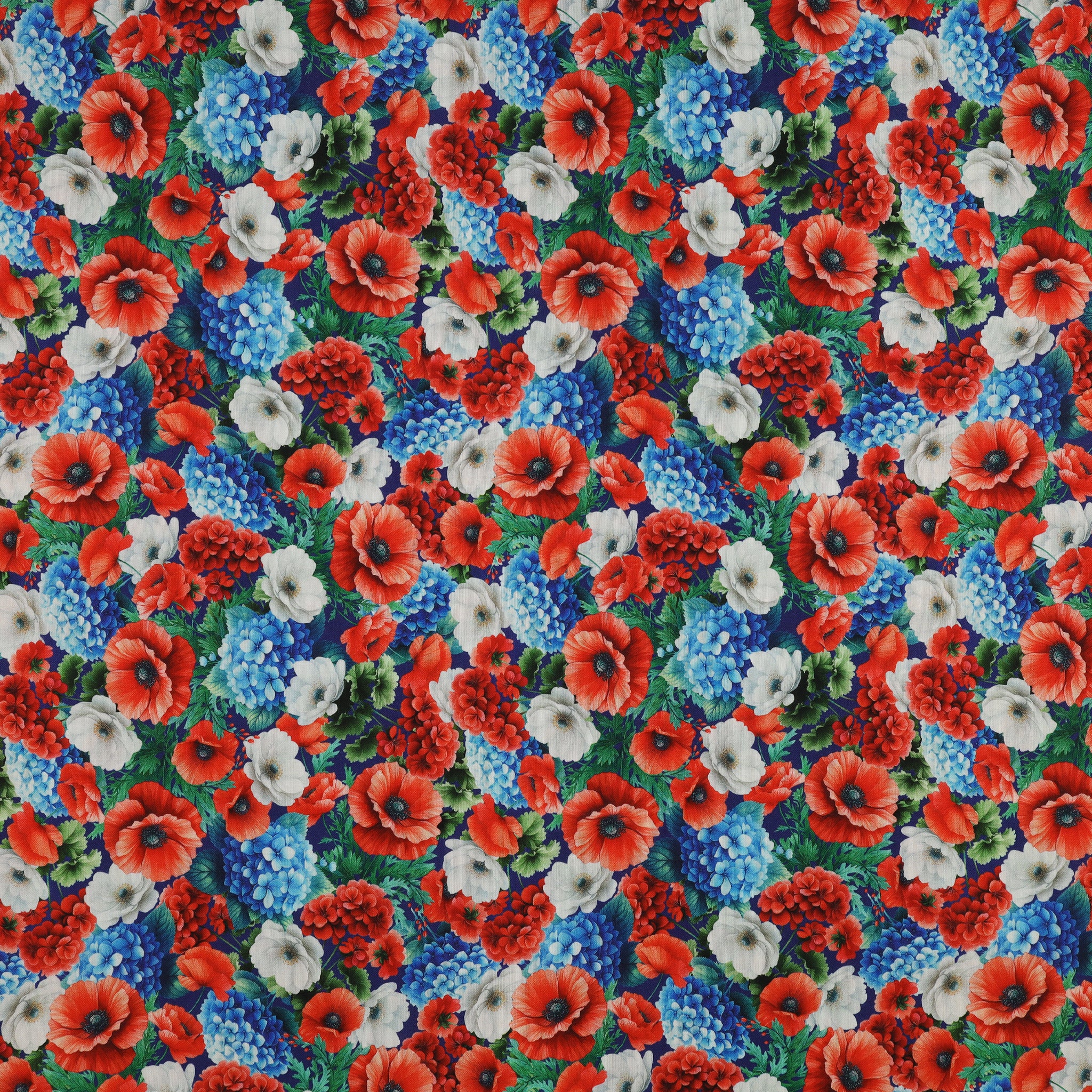 Red, White & Sweet Fabric Collection - Americana Flowers Multi