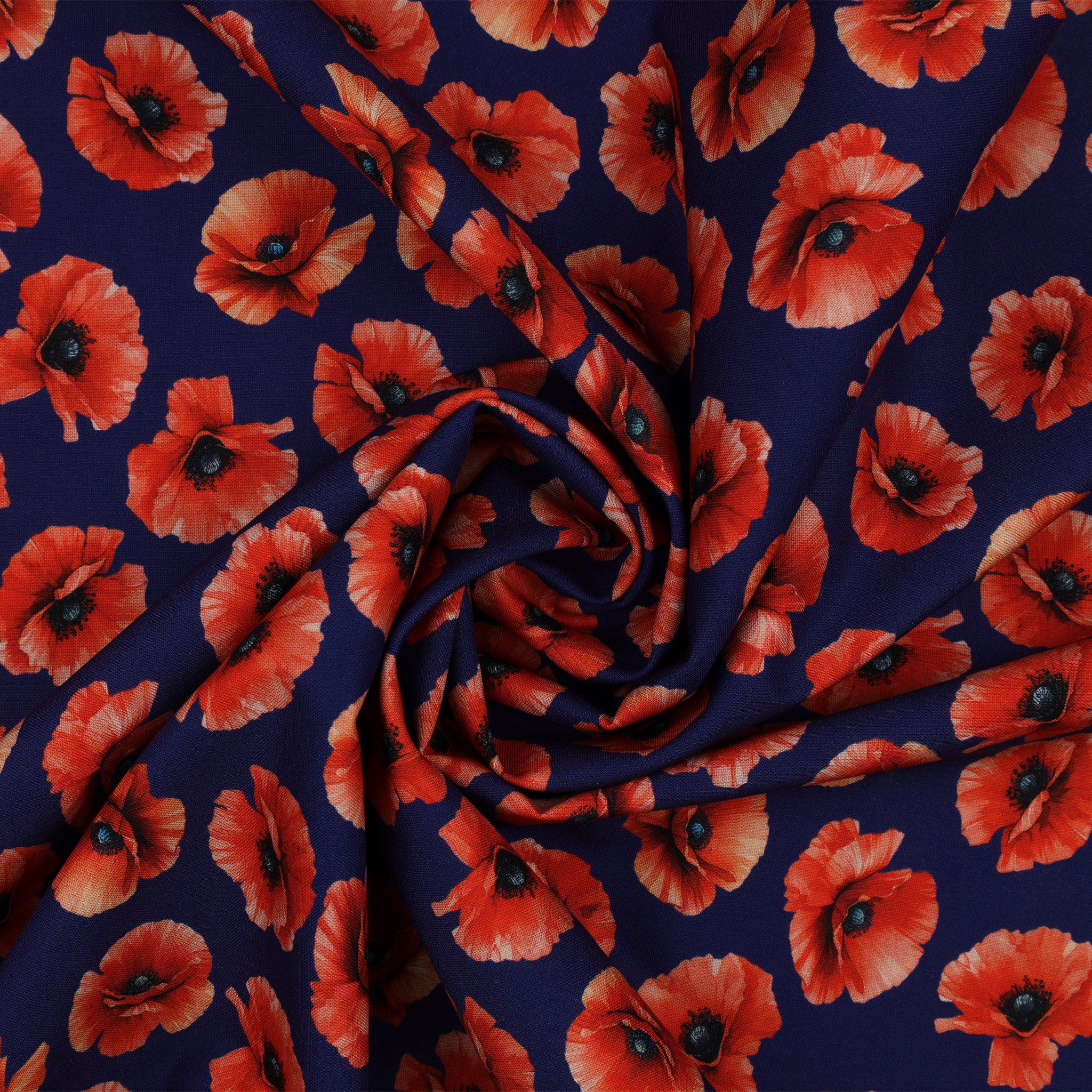 Red, White & Sweet Fabric Collection - Pretty Poppies Navy - Image 2