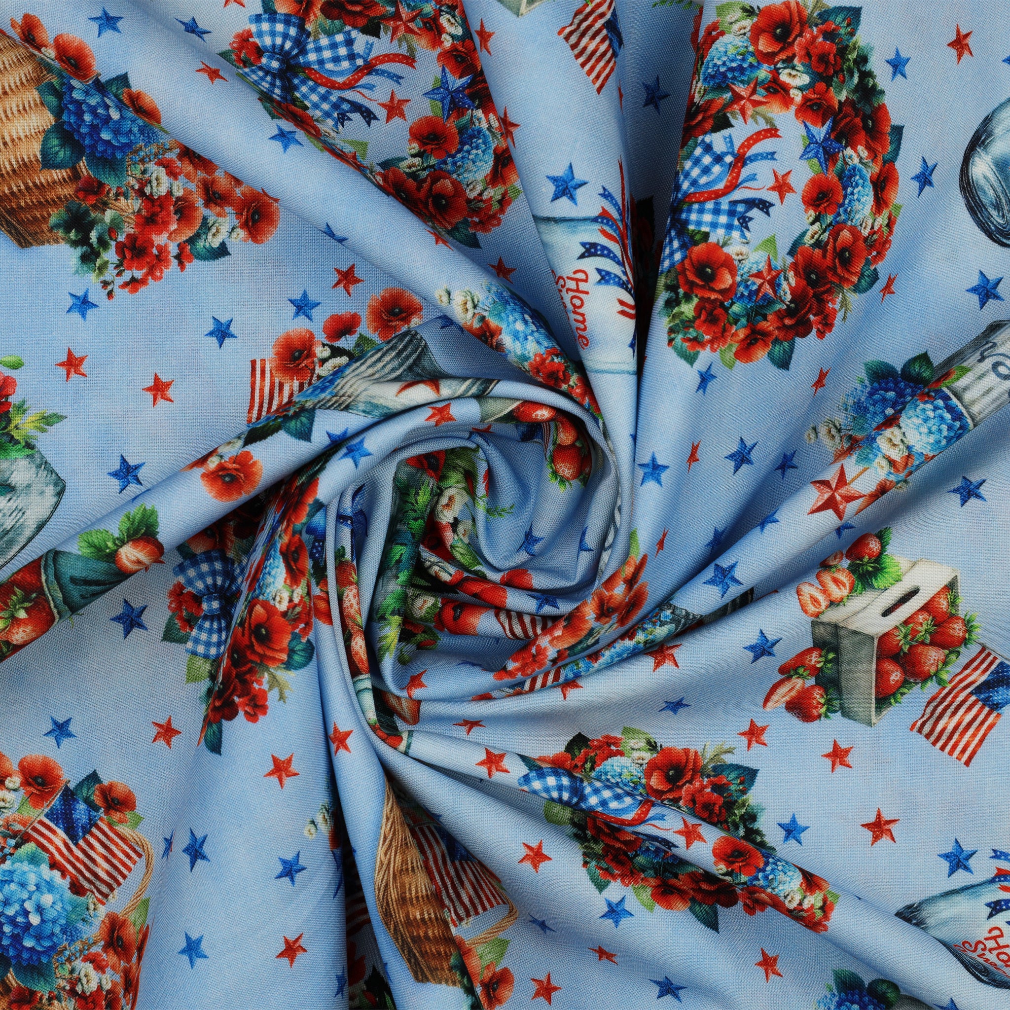 Red, White & Sweet Fabric Collection - Sweet Liberty Motifs Blue - Image 2