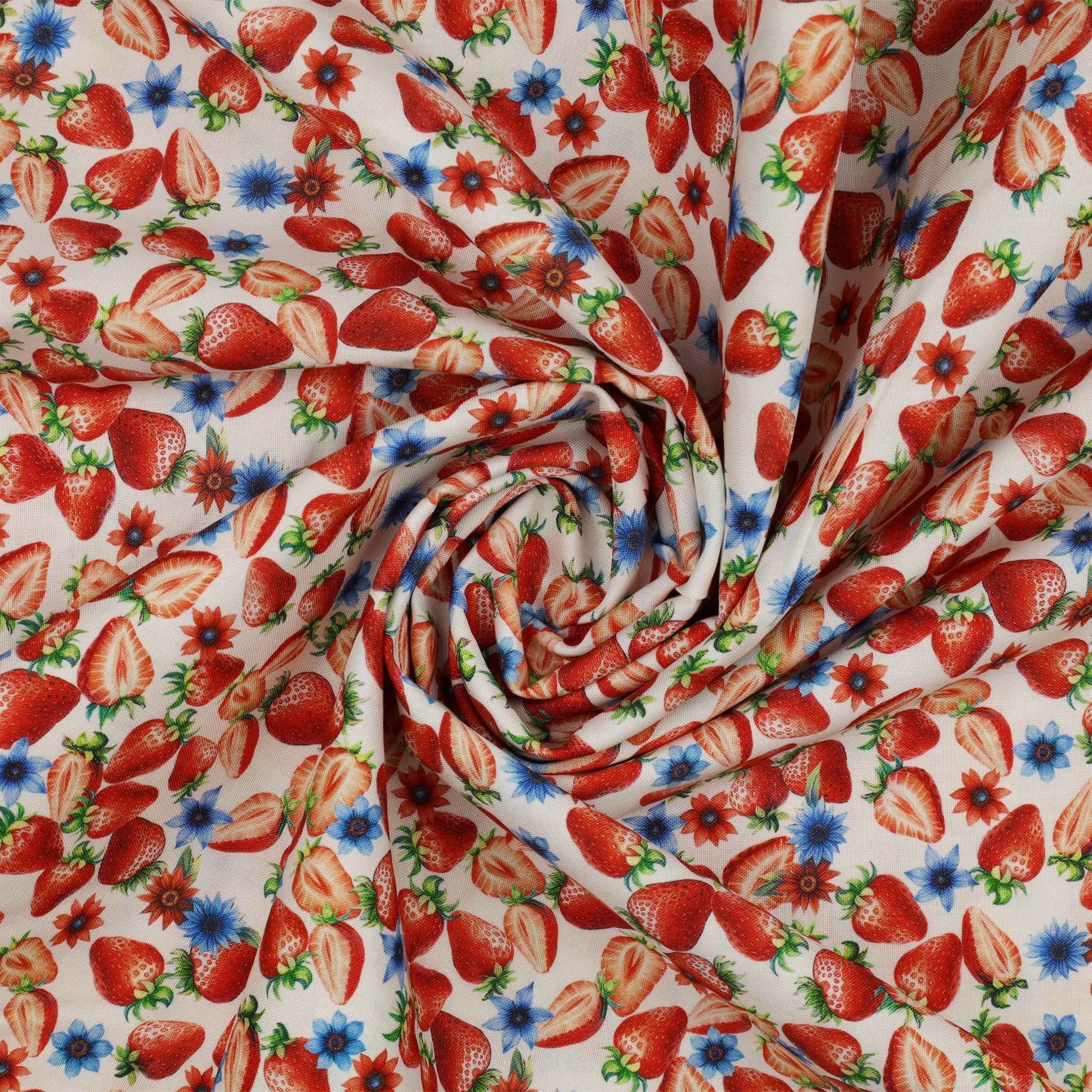 Red, White & Sweet Fabric Collection - Sweet Strawberries White - Image 2