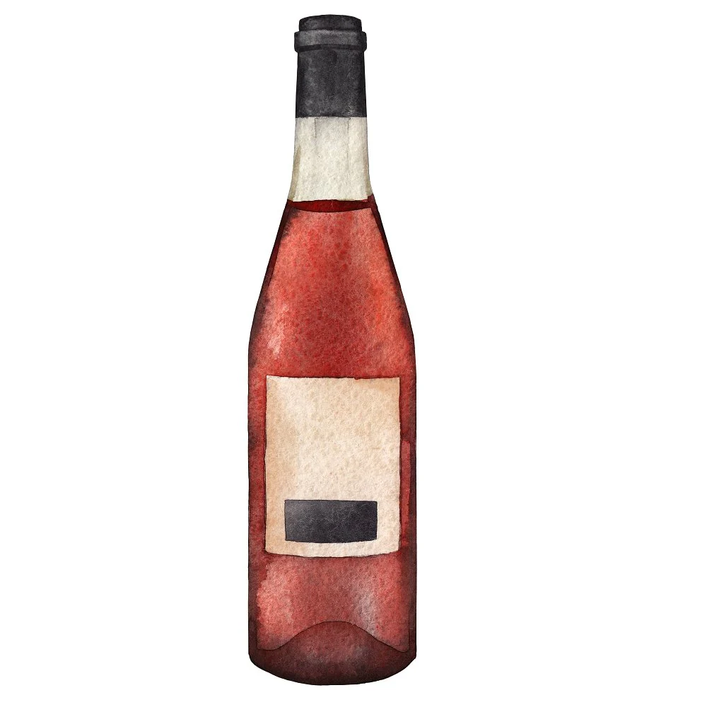 Red Wine Bottle Fabric Panel - Variation 2