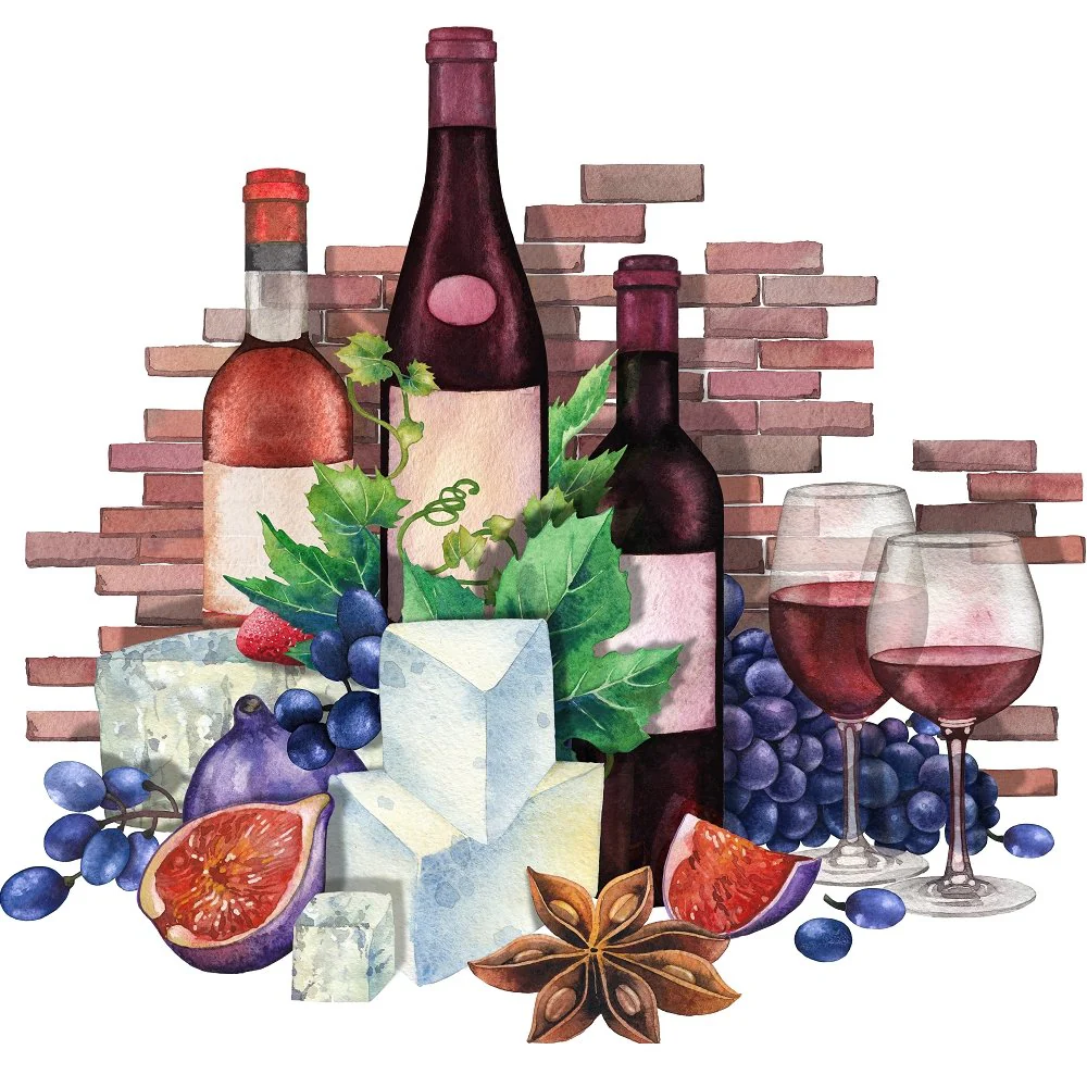 Red Wine Party Fabric Panel