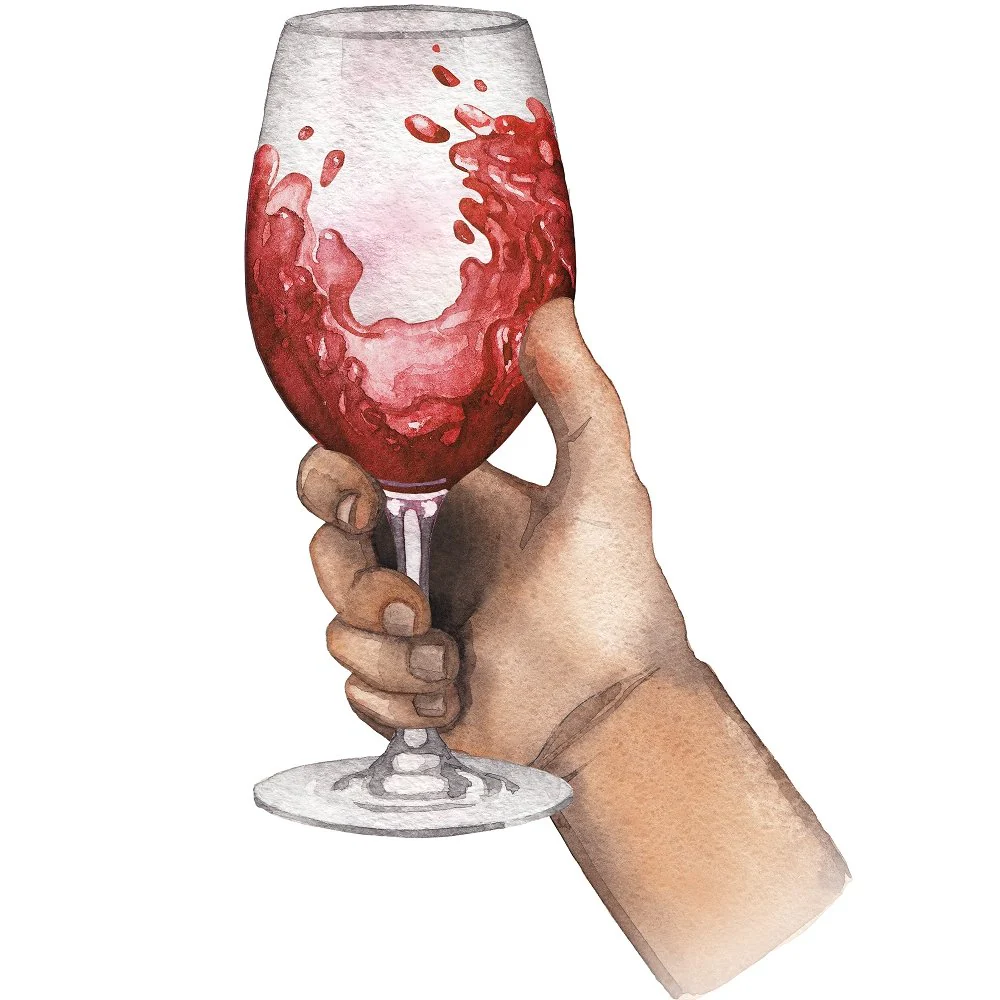Red Wine Toast Fabric Panel - Variation 2