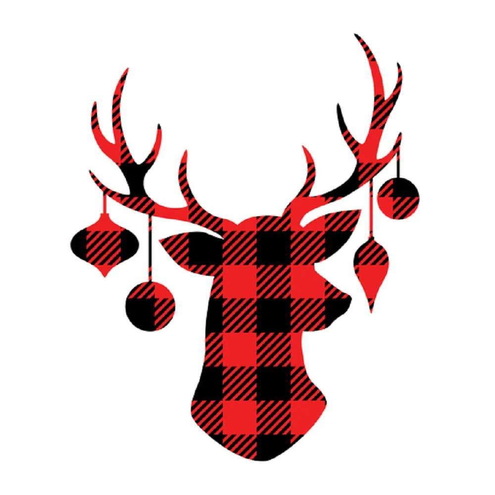 Reindeer Silhouette Fabric Panel - White