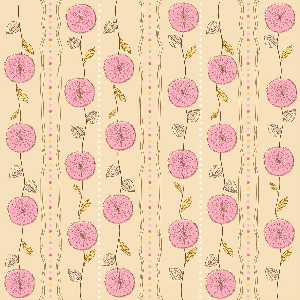 Retro Allium Flowers Fabric - Pink