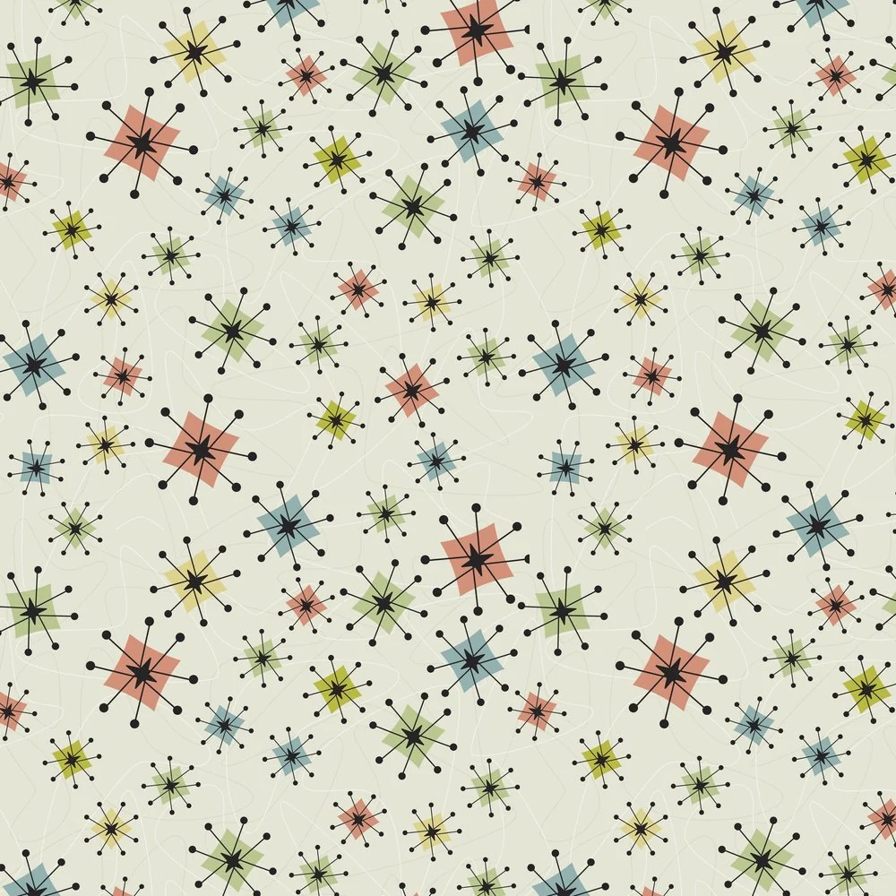 Retro Atomic Stars Fabric