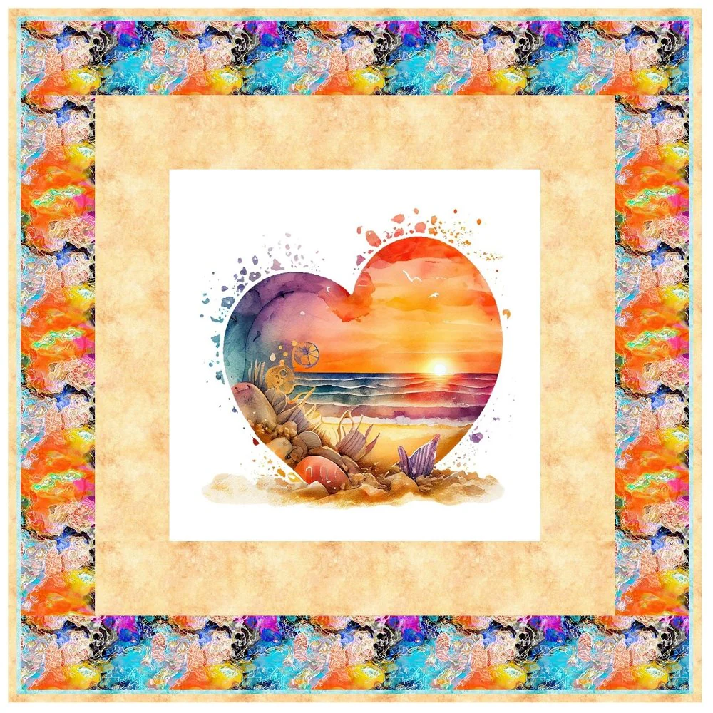 Retro Beach Heart 2 Wall Hanging 42" x 42"
