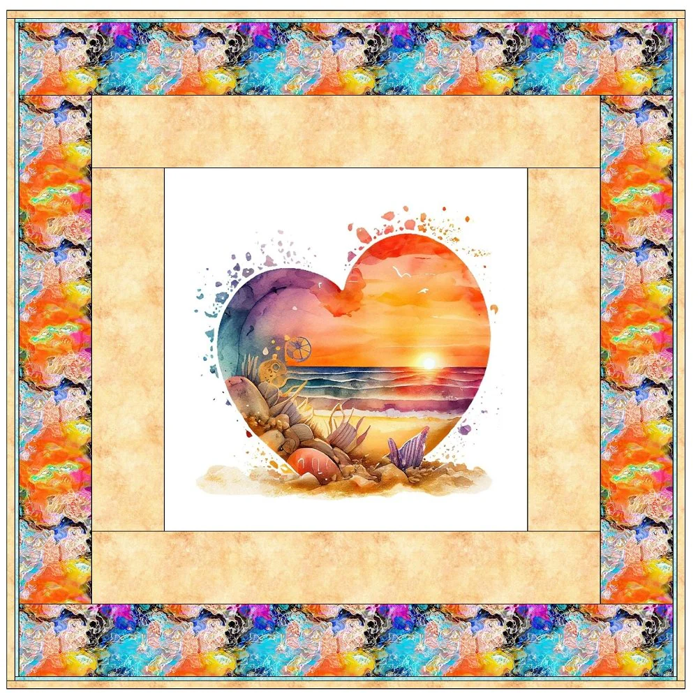 Retro Beach Heart 2 Wall Hanging 42" x 42" - Image 2