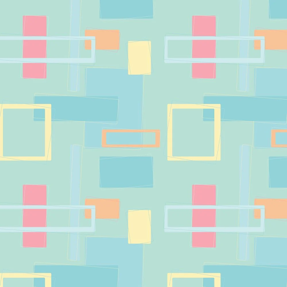 Retro Block Fabric Variation 2 - Aqua